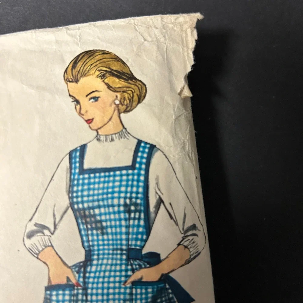 Vintage 1950s-60s Simplicity‎ 3702 Apron Pattern One Yard Design One Size